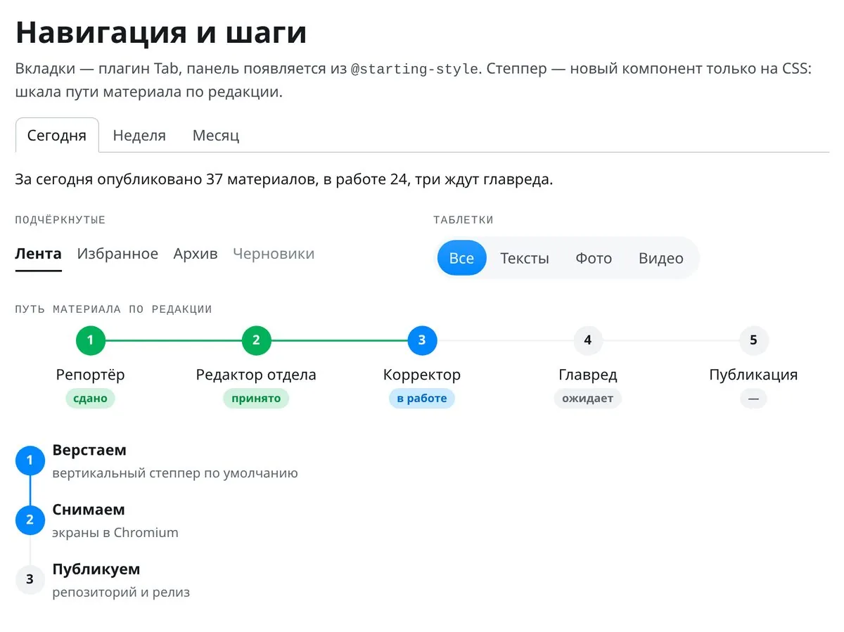 Навигация и шаги